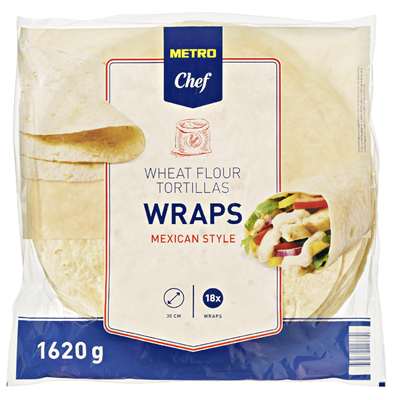 METRO Chef Weizen Wraps Mexican Style Ø 30 cm - 6 x 18 Stück = 9,72 kg