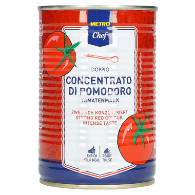Grosspackung METRO Chef Tomatenmark 2-fach konzentriert - 12 x 400 g Dosen = 4,8 kg