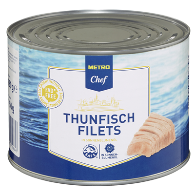 Grosspackung METRO Chef Thon / Thunfischfilets in Sonnenblumenöl - 6 x 1,88 kg Dosen = 11,28 kg