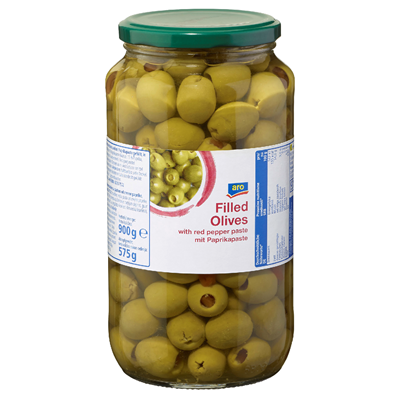 Grosspackung aro Oliven gefüllt mit Paprikapaste - 6 x 935 ml Gläser = 5,61 Liter
