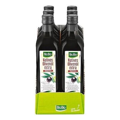 Grosspackung BioBio Natives Olivenöl Extra 750 ml, 6er Pack = 4,5 Liter