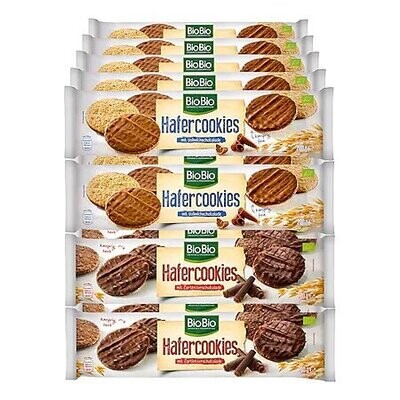Grosspackung BioBio Hafercookies schokoliert 200 g, verschiedene Sorten, 20er Pack Haferkekse = 4 kg