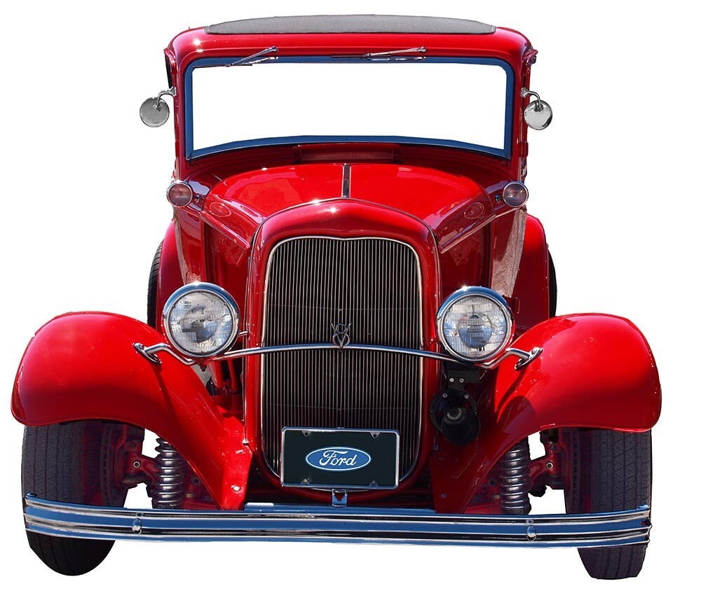 1932 Ford Coupe, rotes Metallschild, hergestellt in den USA