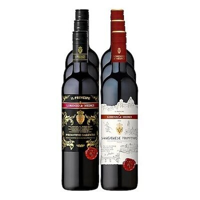 Grosspackung Lorenzo de' Medici Rotwein verschiedene Sorten 14,5 % vol 6 x 0,75 Liter = 4,5 Liter