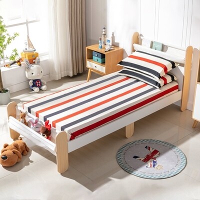 Kinderbett / Jugendbett Weiss + Natur 229 x 98 x 95