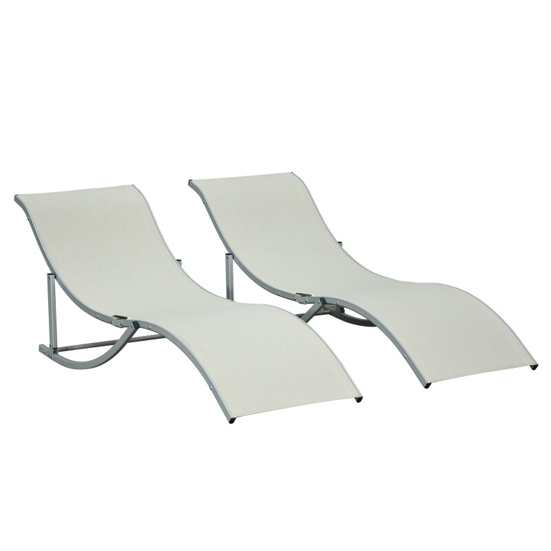 2er Set Sonnenliege Aluminium beige