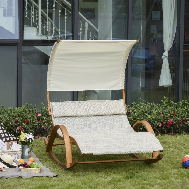 Doppelliege Sonnenliege Relaxliege mit Dach