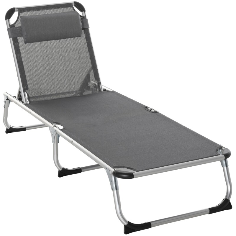 Sonnenliege Gartenliege Alu Stoffliege Relaxliege 5-fach verstellbar faltbar ergonomisch Netzstoff Grau 165 x 60 x 76 cm