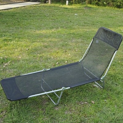 Sonnenliege klappbar, Gartenliege mit Kopfkissen, 5-fach verstellbar, 120 kg, Schwarz