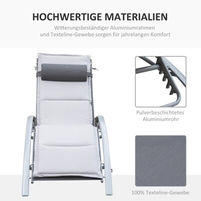 Sonnenliege Gartenliege Alu verstellbar mit Liegematte Grau
