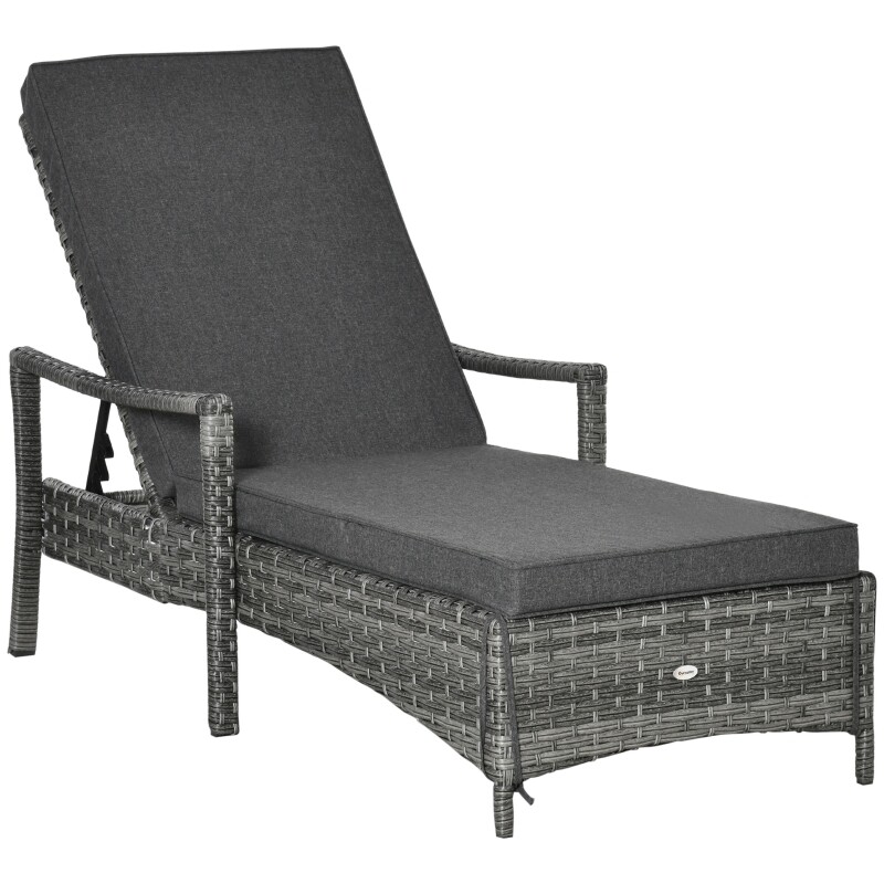 Sonnenliege Polyrattan Grau grau