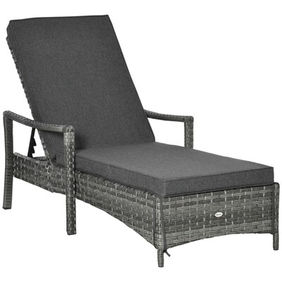 Sonnenliege Polyrattan Grau grau