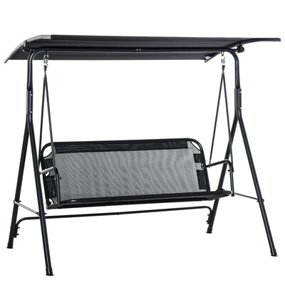 2-Sitzer Hollywoodschaukel Outdoor Gartenliege UV-beständig  Schwarz