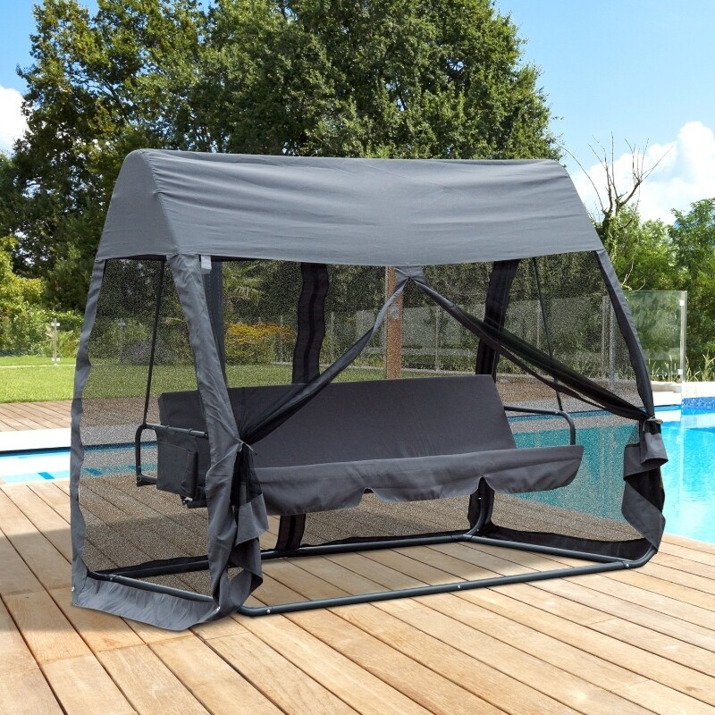 Hollywoodschaukel Gartenliege 3Sitzer Grau