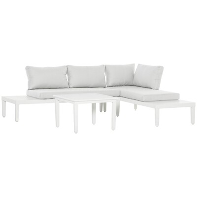 3-teiliges Gartenmöbel-Set mit Beistelltisch Cremeweiss