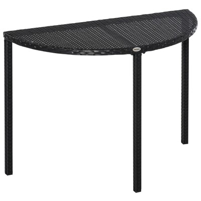 Balkontisch Garten Beistelltisch Tisch Gartenmöbel halbrund Polyrattan Schwarz 100 x 50 x 74 cm