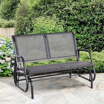 2-Sitzer Gartenbank mit Schaukelmechanismus Gartenschaukel, Parkbank grau