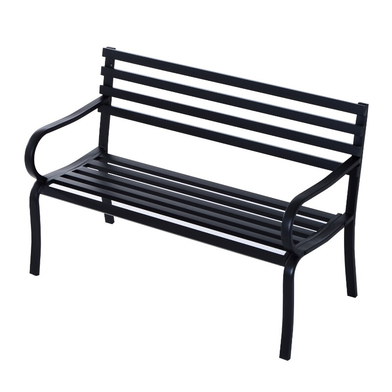 Gartenbank Metall 2-Sitzer Schwarz