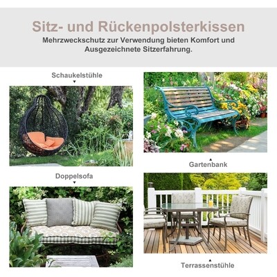 Bankauflage 2er Set Bankkissen Sitzkissen für Gartenbank Polster Polyester Grau
