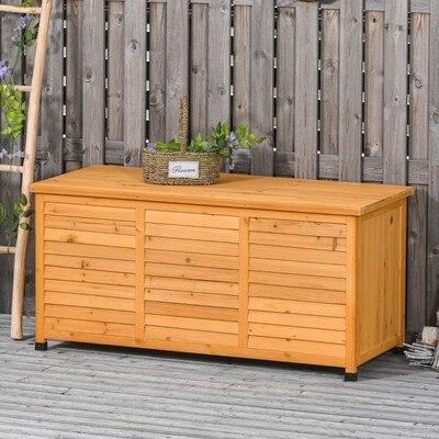 Gartenbox, Kissenbox, Gartentruhe, wetterbeständig, Massivholz, Gelb