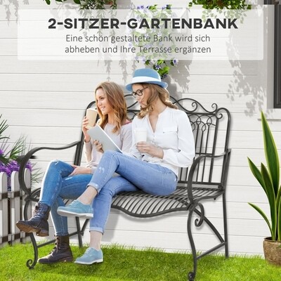 Gartenbank für 2 Personen rostfreier Stahl antikes Design