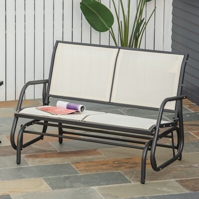 2-Sitzer Gartenbank mit Schaukelmechanismus Parkbank Schwarz+Beige