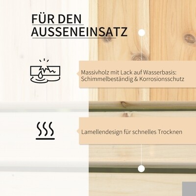 Gartenbank mit 2 Pflanzkasten natur