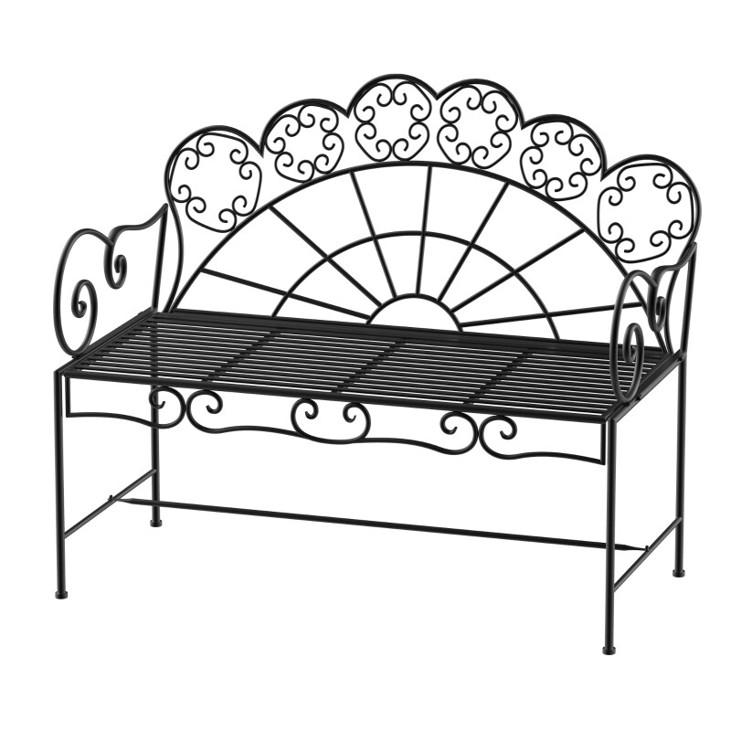 Gartenbank Sitzbank Gartenmöbel 2-Sitzer Metall Schwarz