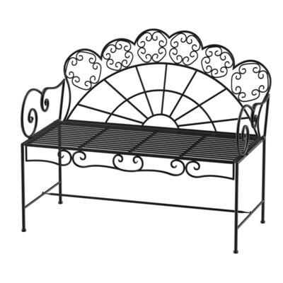 Gartenbank Sitzbank Gartenmöbel 2-Sitzer Metall Schwarz