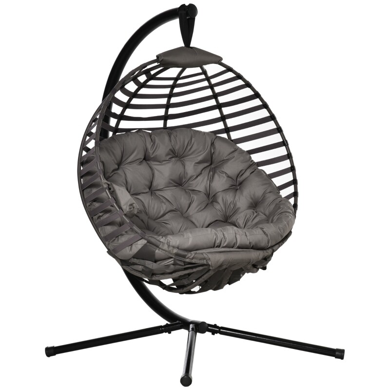 Rattan Hängekorb mit Gestell mit Kissen