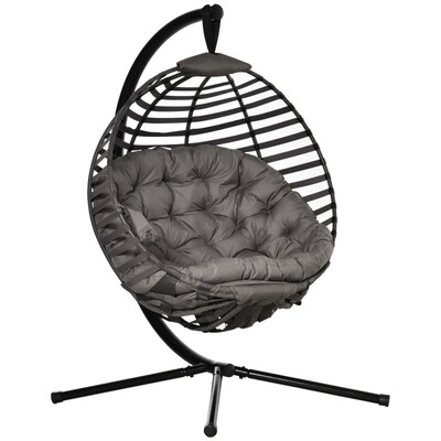 Rattan Hängekorb mit Gestell mit Kissen