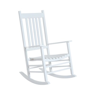 Schaukelstuhl aus Holz mit Armlehne Schwingsessel Relaxstuhl Gartenstuhl Weiss 69 x 86 x 115 cm