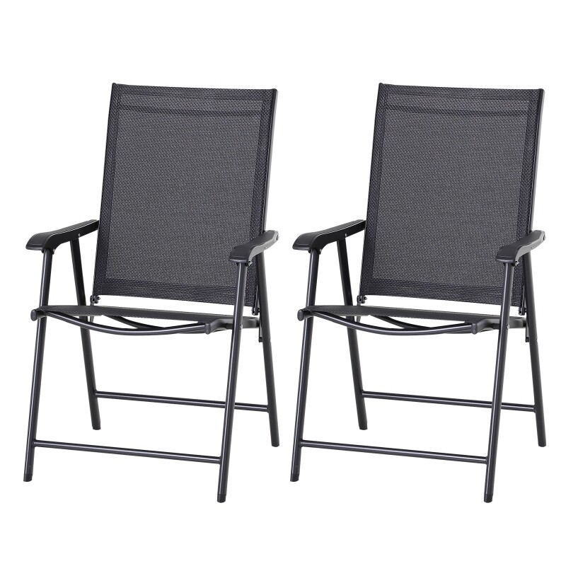 Klappstuhl mit Armlehne 2er Set Campingstuhl Schwarz