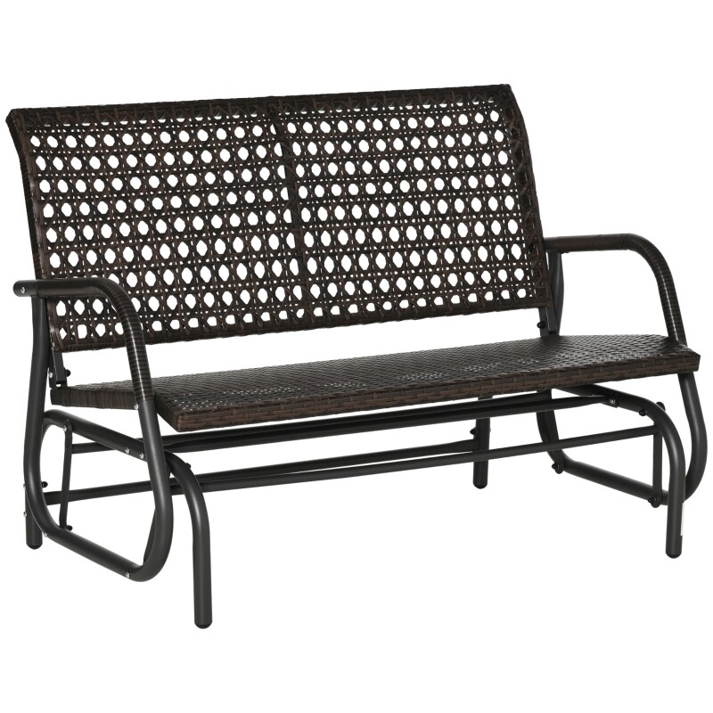 Polyrattan Schaukelbank mit extra breiten Sitz, braun