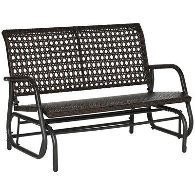 Polyrattan Schaukelbank mit extra breiten Sitz, braun