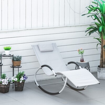 Gartenstuhl, Sonnenliege mit Schaukelfunktion, Hellgrau,
