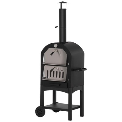 2in1 Pizzaofen BBQ Grill 3 Ebenen Schwarz+Silber