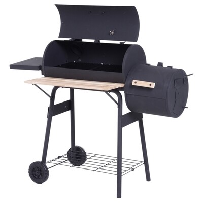 Smoker Grill BBQ Holzkohlengrill Grillwagen mit 2 x Brennkammer