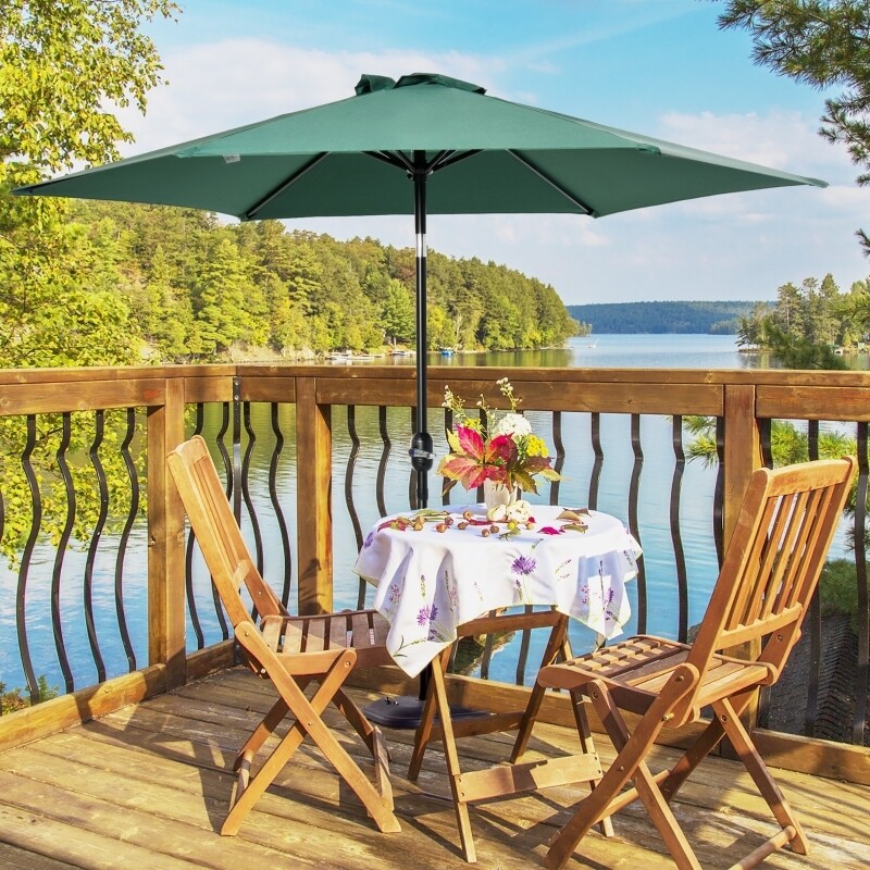 Sonnenschirm Gartenschirm mit Handkurbel Alu Polyester Grün ∅2,7 x 2,35 m