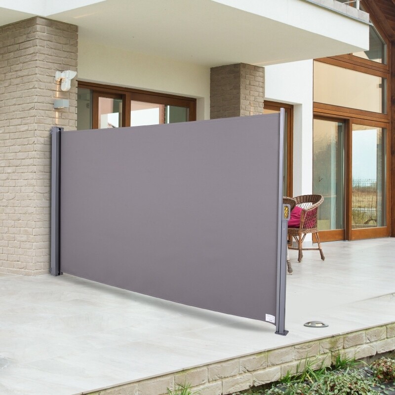 Outsunny® Seitenmarkise Sichtschutz Sonnenschutz Sonnenstore Polyester Grau 300x160 cm