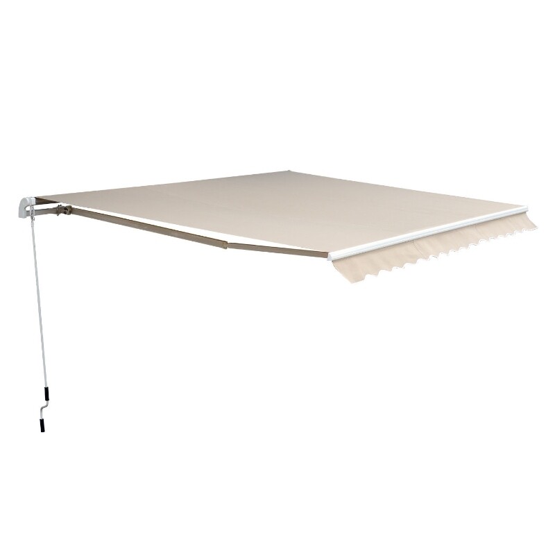 Sonnenstore Gelenkarmmarkise Terrassenmarkise 4,5 x 3m Sonnenschutz mit Kurbel, Balkonmarkise, Beige