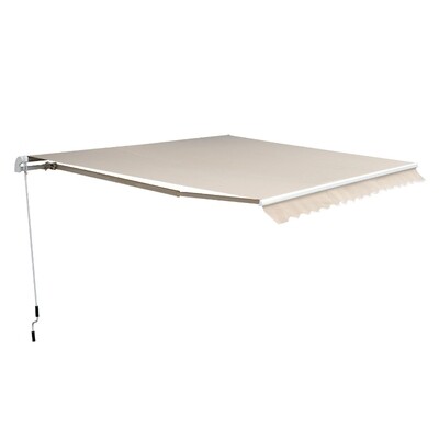 Sonnenstore Gelenkarmmarkise Terrassenmarkise 4,5 x 3m Sonnenschutz mit Kurbel, Balkonmarkise, Beige