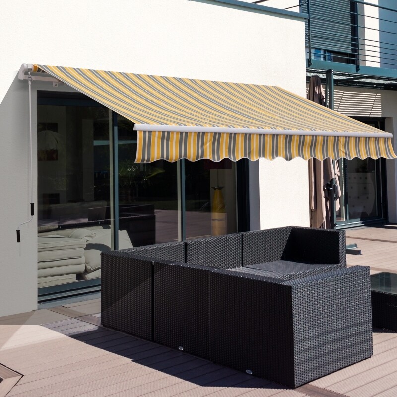 Sonnenstore Markise Gelenkarmmarkise Sonnenschutz Gelb+Grau 3,5x2,5m