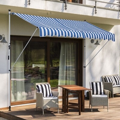 Sonnenstore Klemmmarkise Sonnenschutz Faltarm Handkurbel Balkon Alu Blau 300 × 150 cm