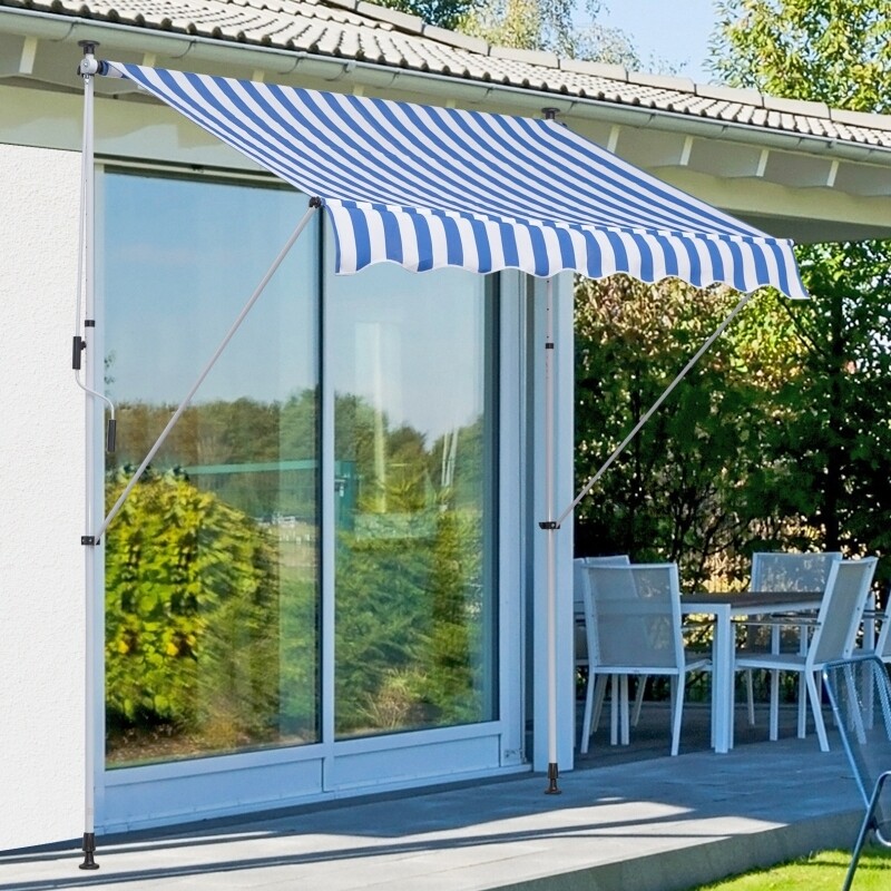 Outsunny® Sonnenstore Markise Klemmmarkise Faltarm Sonnenschutz Handkurbel Balkon Alu 2x1,5m Blau