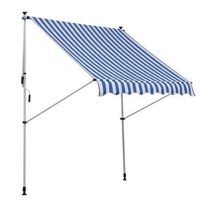 Sonnenstore Markise Klemmmarkise Faltarm Sonnenschutz Handkurbel Balkon Alu 2x1,5m Blau
