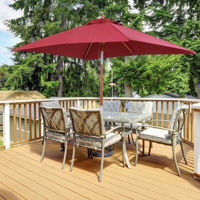 Sonnenschirm Gartenschirm Knickbar Sonnenschutz 3-stufig Holz+Polyester Weinrot