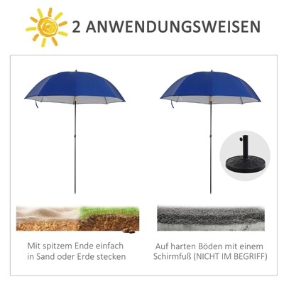 Sonnenschirm mit Sichttschutz, neigbar, blau, Metall+Polyester, 2 x 2,2 m
