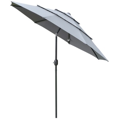 Neigbarer Sonnenschirm, Terrassenschirm, Stahl, Schwarz+Dunkelgrau, Φ2,65 x 2,35 m