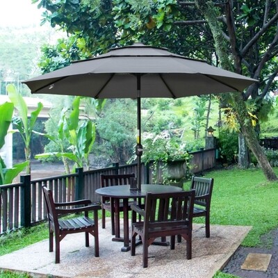 Neigbarer Sonnenschirm, Terrassenschirm, Stahl, Schwarz+Dunkelgrau, Φ2,65 x 2,35 m
